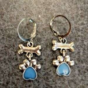 COPY - Cute Dog Paw and Bone Dangle Earrings